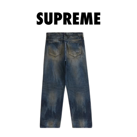 Supreme Distressed Loose Fit Selvedge Jean Washed blue size 34