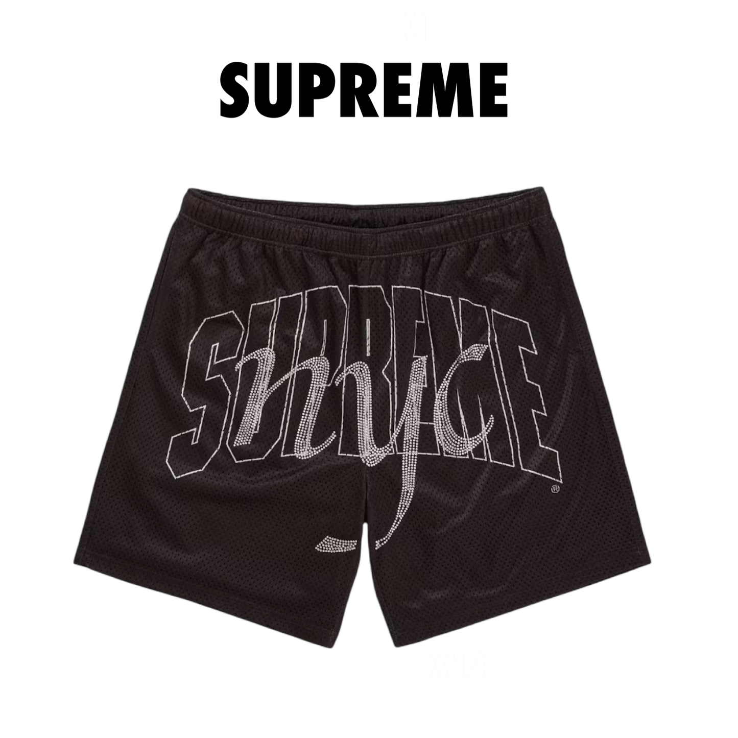 Supreme Rhinestone Mesh Short black