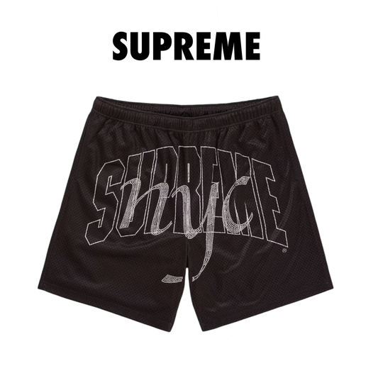 Supreme Rhinestone Mesh Short black