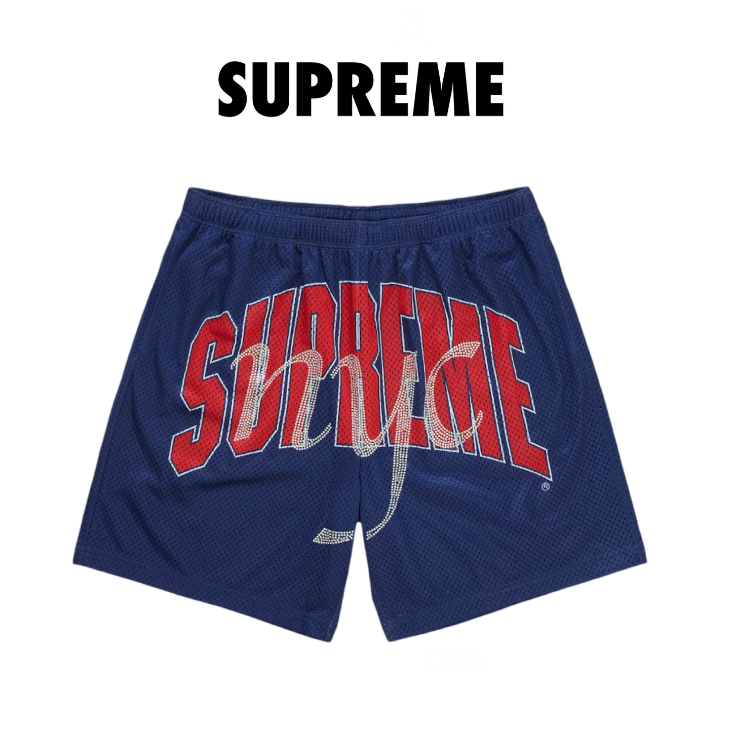 Supreme Rhinestone Mesh Short navy