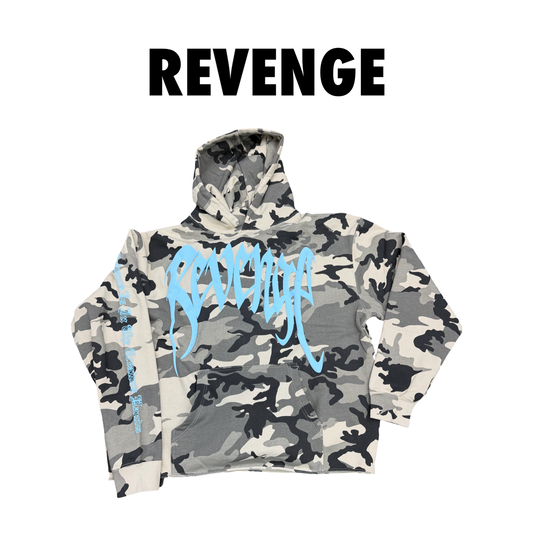 Revenge x XXXtentacion KILL CROPPED HOODIE SNOW CAMO/BABY BLUE