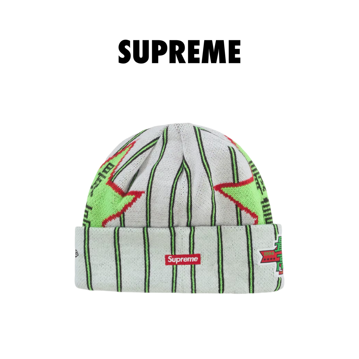 Supreme New Era Stars Beanie white