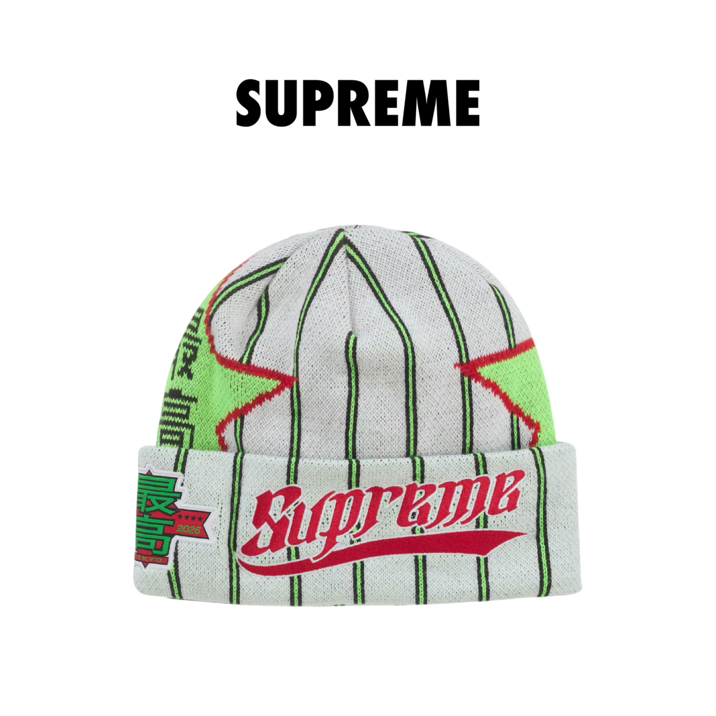 Supreme New Era Stars Beanie white