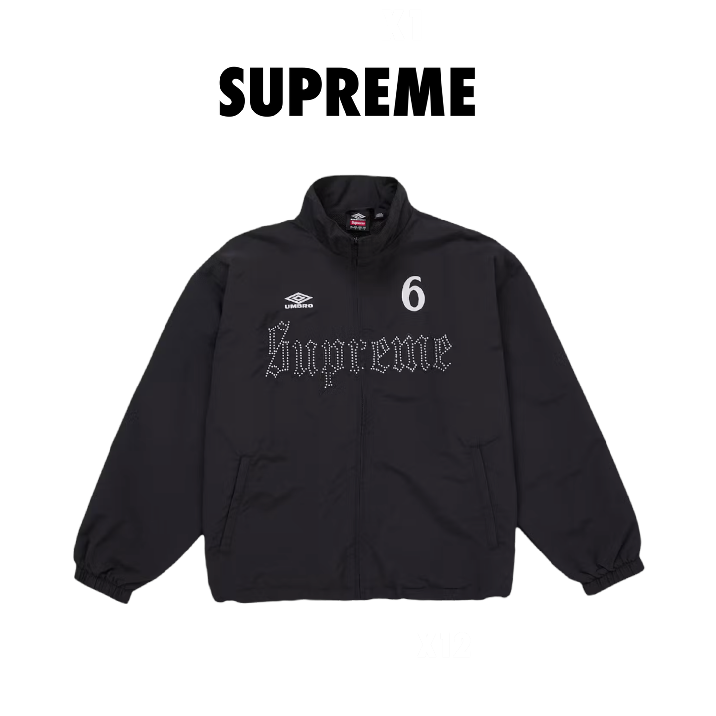 Supreme Umbro Rhinestone Track Jacket black