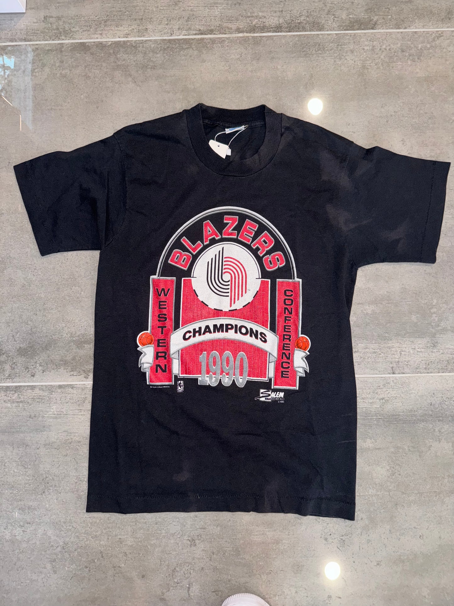 Vintage early 90’s Portland Trail Blazers Salem tee 1990 western champs