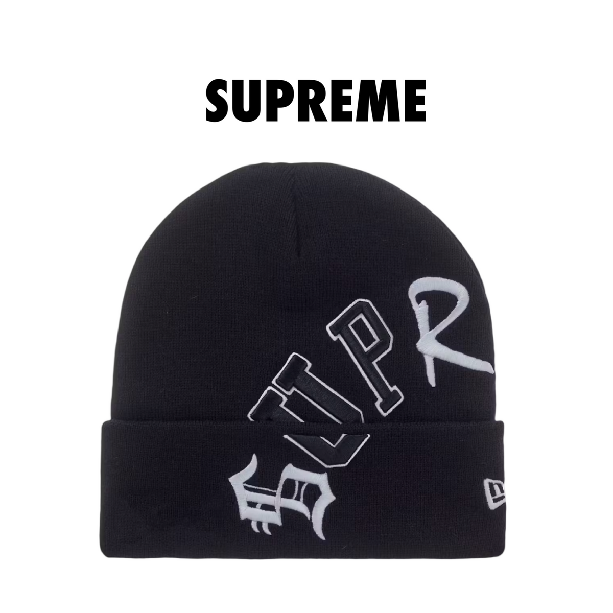 Supreme New Era Arc Beanie black
