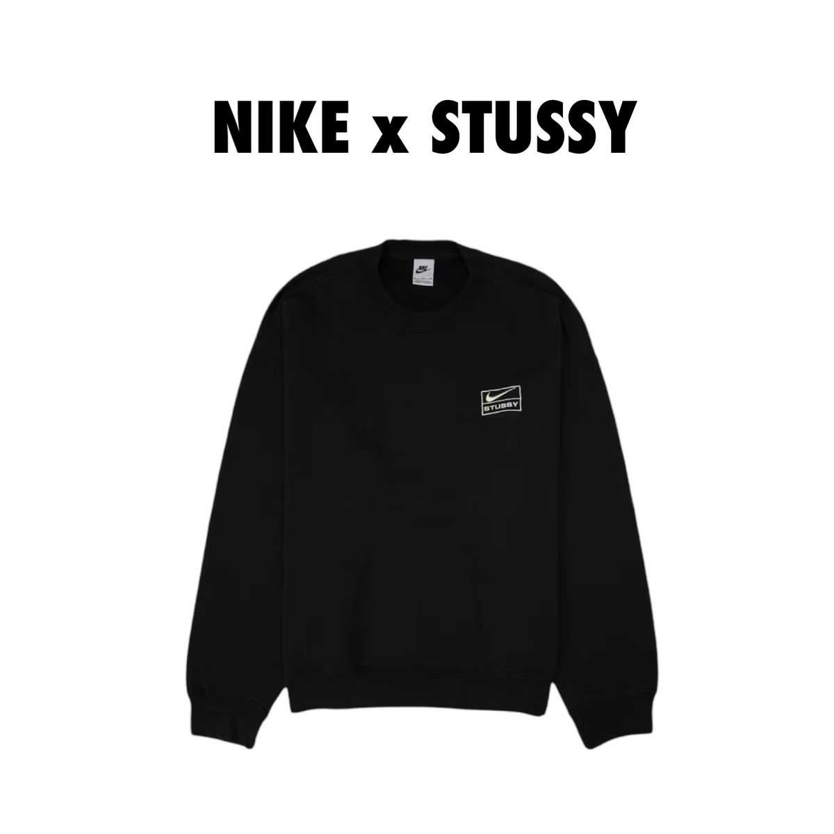 Nike × Stussy Wash Crew Fleece black crewneck